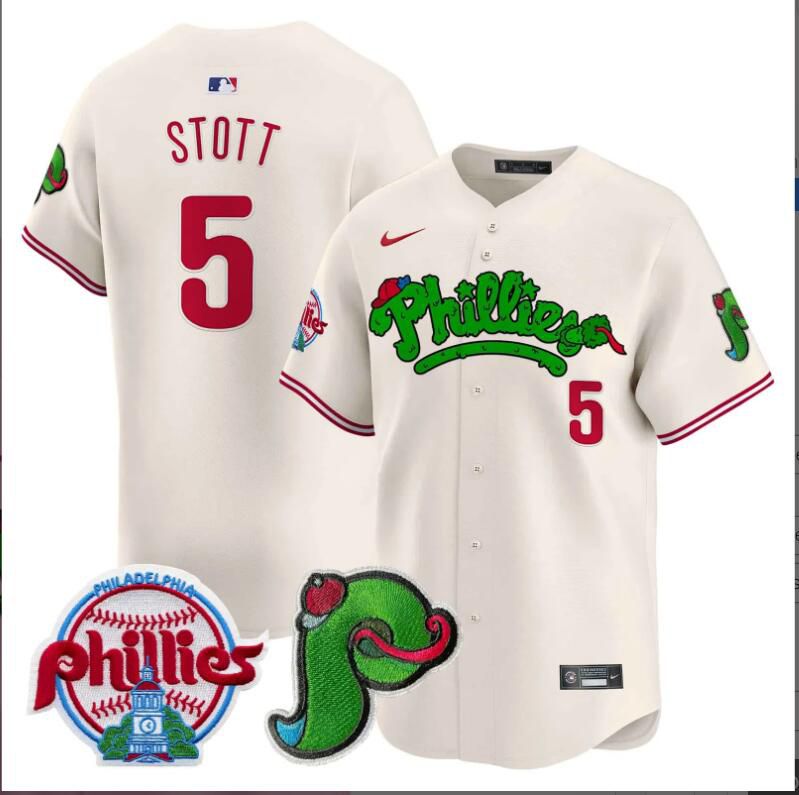 Men Philadelphia Phillies #5 Stott creamLimited 2024 MLB Nike jersey